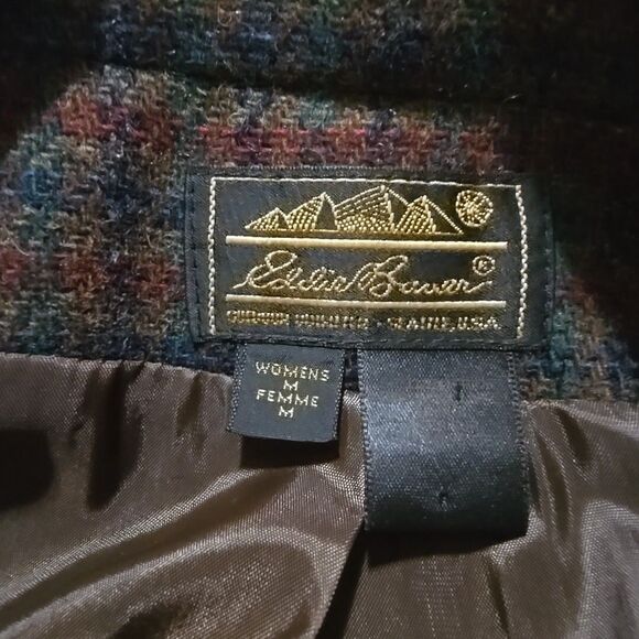 VTG Eddie Bauer Tweed Blazer SzM Wool Dark Academia Career Corp Preppy Gothic - Picture 11 of 13